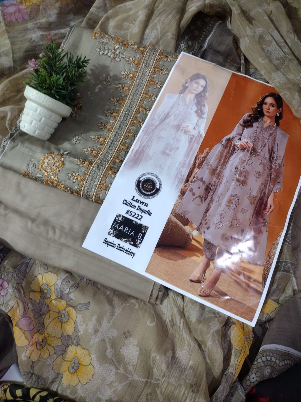 AIRJET LAWN EMBROIDED SUIT WITH CHIFFOON DUPATTA