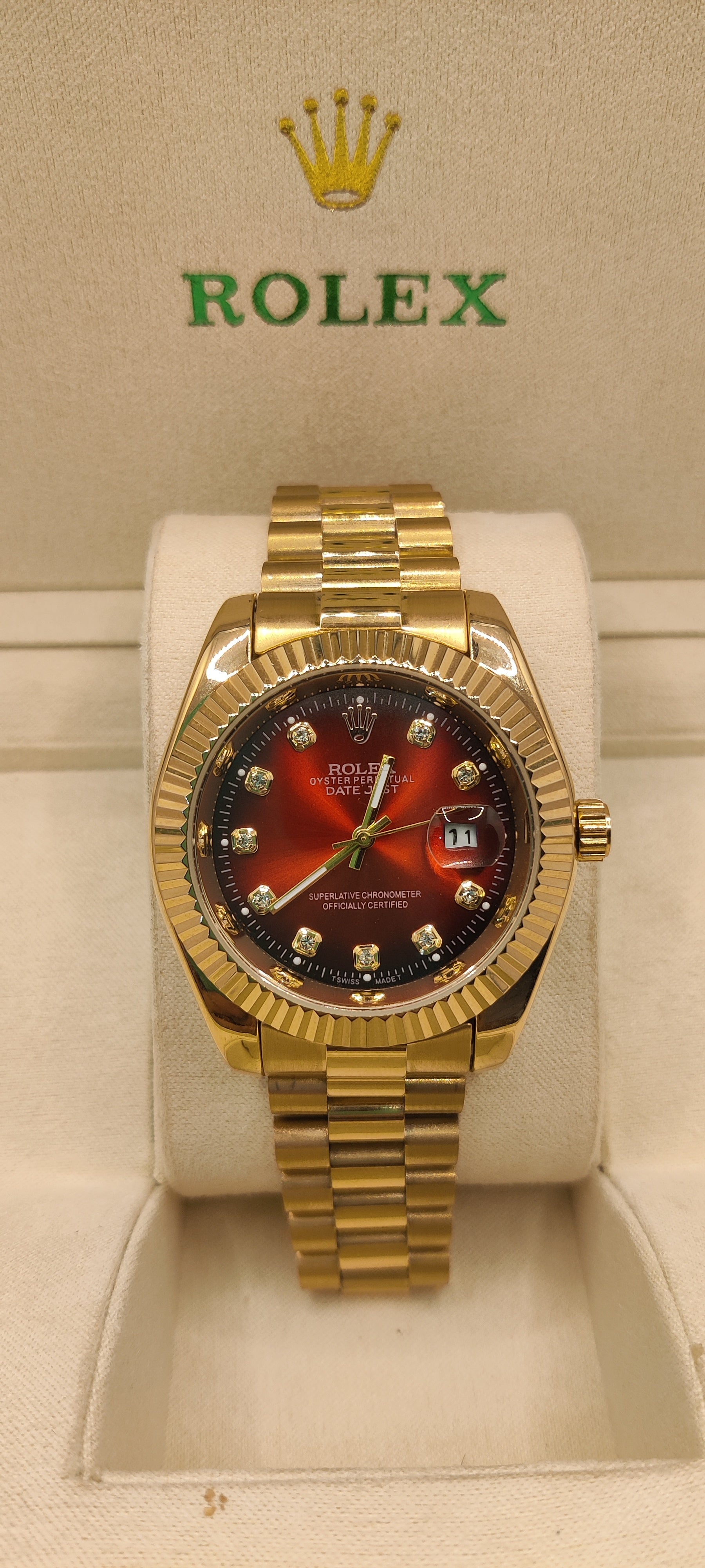 Automatic Date-just 36 Red Vine Dial