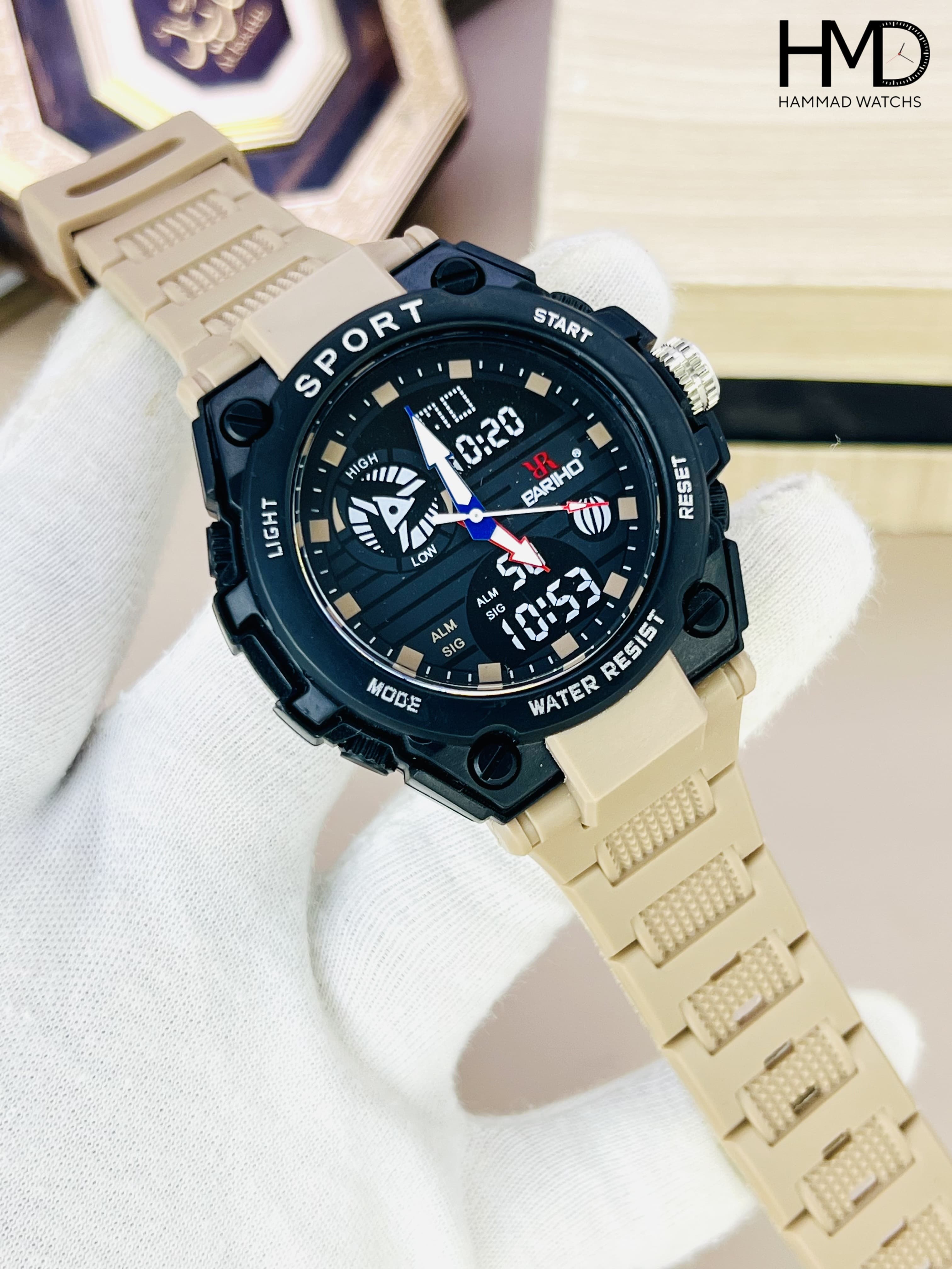 PARHO Dual Analog + Digital Display Sports Watch