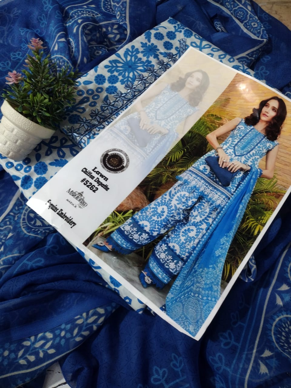 AIRJET LAWN EMBROIDED SUIT WITH CHIFFOON DUPATTA